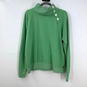 J. Crew Factory Button Collar Sweatshirt XL Green Cloudspun Preppy Coastal